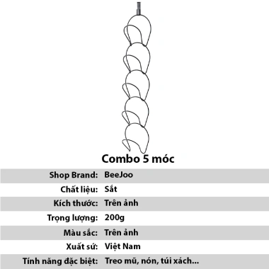 Móc treo 5 tầng thép không gỉ – Treo mũ, khăn, túi xách, quần áo, giá 16.000₫ 10