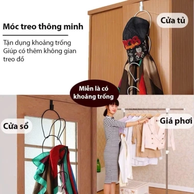 Móc treo đa năng 5 tầng thép không rỉ - treo mũ, khăn, túi, quần áo, giá 19.000