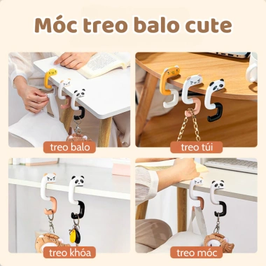 Móc treo đồ, balo, túi xách hình thú cute, gọn nhẹ gắn bàn, tiện lợi chỉ 17.000đ 3