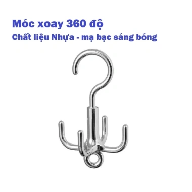 Móc Treo Đồ Xoay 360 Đa Năng 4 Chấu - Treo Quần Áo, Túi Xách, Thắt Lưng Chắc Chắn, Tiện Lợi