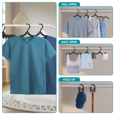 Móc treo du lịch 2 gói Fanngo - Giá phơi quần áo nhựa đen, tiện cho cắm trại, RV và vali 2