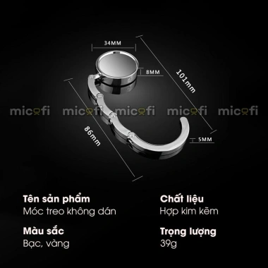 Móc Treo Micofi Đa Năng Gấp Gọn, Đặt Bàn, Gắn Cạnh, Không Dán, Chịu 5kg, Giá 40.000đ 9