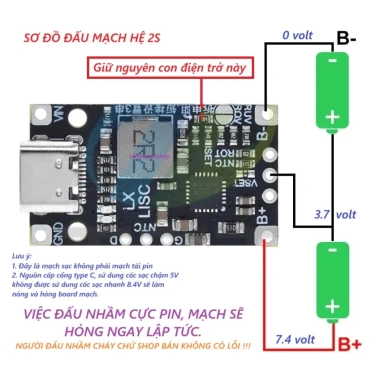 Module BMS Type-C Sạc Nhanh Pin Lithium-Ion 3.7V 2S/3S - Giá chỉ 28.000₫