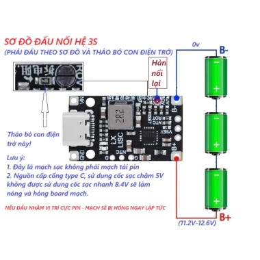 Module BMS Type-C Sạc Nhanh Pin Lithium-Ion 3.7V 2S/3S - Giá chỉ 28.000₫ 2