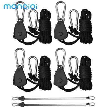 MONQIQI Bộ 4 Dây Khóa Ròng Rọc Đa Năng 4m - Dây Treo, Buộc Lều, Tăng Nhanh