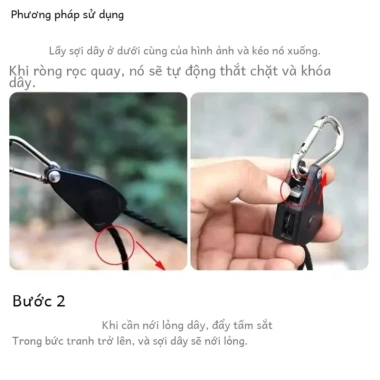 MONQIQI Bộ 4 Dây Khóa Ròng Rọc Đa Năng 4m - Dây Treo, Buộc Lều, Tăng Nhanh