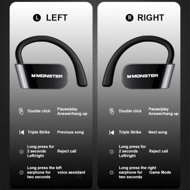 Monster GT10 Bluetooth 5.4 không dây Game Mode âm thanh tốt treo tai 209k 6
