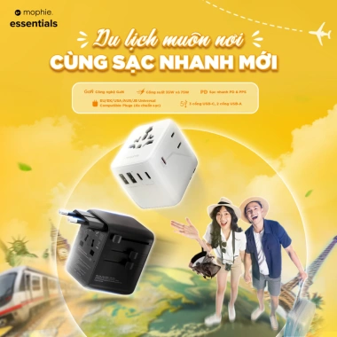 Mophie Bộ sạc đa năng PD 70W/35W 3C2A GaN - Multi Port chuyển áp, bảo hành 2 năm, giá 799.000 VND