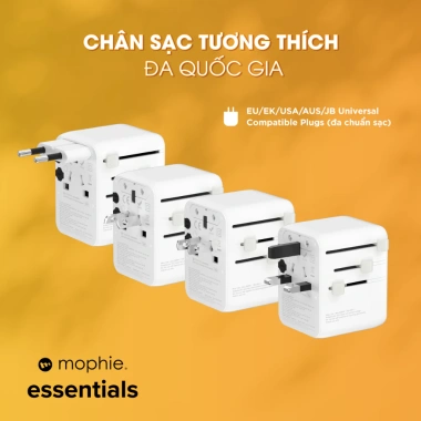 Mophie Bộ sạc đa năng PD 70W/35W 3C2A GaN - Multi Port chuyển áp, bảo hành 2 năm, giá 799.000 VND