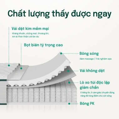 Mosswood Nệm Foam 20cm Lò xo túi độc lập - Tiếng ồn thấp, hỗ trợ cột sống, 2.399.000₫ 5