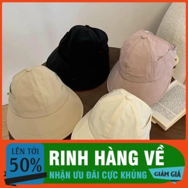 Mũ bucket hở chóp Uzzlang chống nắng UFP50+ nút đeo khẩu trang vải mềm - Giá 40.000₫