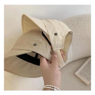 Mũ bucket hở chóp Uzzlang chống nắng UFP50+ nút đeo khẩu trang vải mềm - Giá 40.000₫