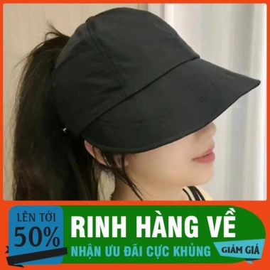 Mũ bucket hở chóp Uzzlang chống nắng UFP50+ nút đeo khẩu trang vải mềm - Giá 40.000₫