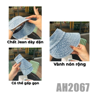 Mũ bucket nữ vải Jean vành rộng, chống UV thời trang AH2.067 - 150k 3 Mũ bucket nữ vải Jean vành rộng, chống UV thời trang AH2.067 - 150k 3