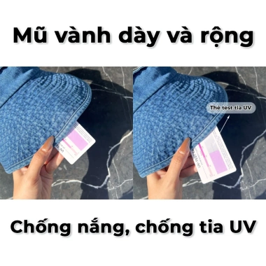 Mũ bucket nữ vải Jean vành rộng, chống UV thời trang AH2.067 - 150k