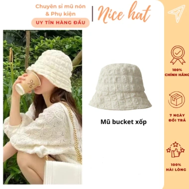Mũ bucket nữ xốp nón tròn rộng vành - Hot trend xuân hè 2.024, giảm còn 55.000₫