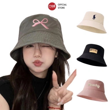 Mũ bucket vành cụp nón tai bèo thêu Peachy nbivest cotton cao cấp unisex 55k giảm từ 68k