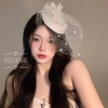 Mũ cài tóc công nương 7 màu đính hoa lông vũ kèm mạng che mặt cho cô dâu 5