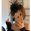 Mũ cài tóc công nương 7 màu đính hoa lông vũ kèm mạng che mặt cho cô dâu 7