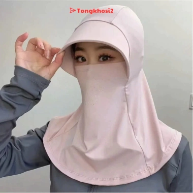 Mũ che nắng thoáng khí lụa băng và khăn choàng chống nắng xe đạp, giảm giá 29.500đ 6