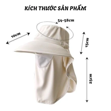 Mũ chống nắng 99% UV hàng dày loại 1 kèm khẩu trang che cổ tháo rời, thoáng khí, chống bụi mùa hè - 52.000₫ 8