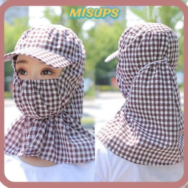 Mũ Chống Nắng Caro + Khăn Che Kín Mặt Chống Tia UV, Lỗ Thông Hơi, Mùa Hè Giá 36K 2