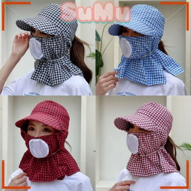 Mũ Chống Nắng Caro + Khăn Che Kín Mặt Chống Tia UV, Lỗ Thông Hơi, Mùa Hè Giá 36K 9