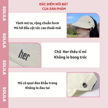 Mũ Chống Nắng Hở Đầu Vành Rộng - Quai Điều Chỉnh, Thể Thao Nửa Đầu, Nón Hở Chóp Đi Biển Nữ