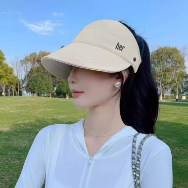 Mũ Chống Nắng Hở Đầu Vành Rộng - Quai Điều Chỉnh, Thể Thao Nửa Đầu, Nón Hở Chóp Đi Biển Nữ