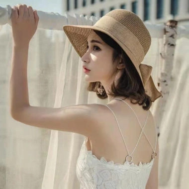 Mũ chống nắng nữ BOOCEAN - Mũ ngư dân nơ mùa hè, mũ rơm du lịch biển giá 65k