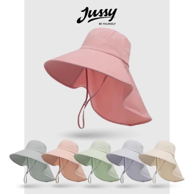 Mũ Chống Nắng Vành Rộng 12cm Khăn Che Full Vai Cổ JB48 Jussy Official Cotton UV 10.000 VND