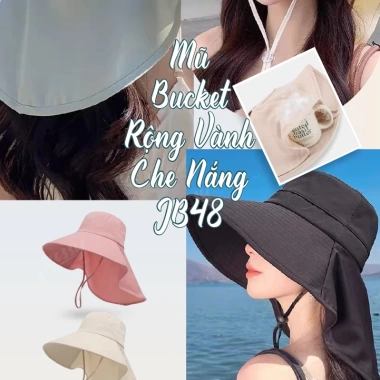 Mũ Chống Nắng Vành Rộng 12cm Khăn Che Full Vai Cổ JB48 Jussy Official Cotton UV 10.000 VND 6 Mũ Chống Nắng Vành Rộng 12cm Khăn Che Full Vai Cổ JB48 Jussy Official Cotton UV 10.000 VND 6