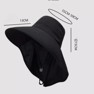 Mũ Chống Nắng Vành Rộng 12cm Khăn Che Full Vai Cổ JB48 Jussy Official Cotton UV 10.000 VND