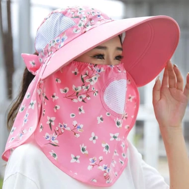 Mũ chống nắng vành rộng gấp lại kèm khẩu trang nữ - Hàng Loại 1, giá 39.000