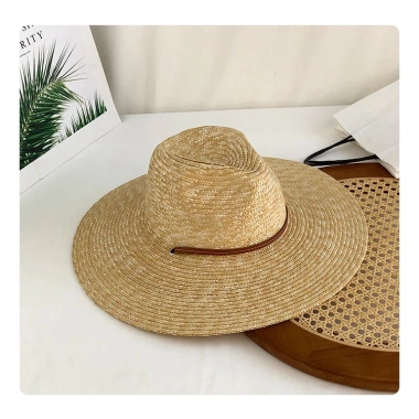 Mũ cói cao phong cách Panama, vành rộng bồi dây da, thích hợp đi biển - Giá chỉ 180.000₫ 3
