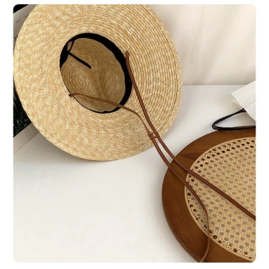 Mũ cói cao phong cách Panama, vành rộng bồi dây da, thích hợp đi biển - Giá chỉ 180.000₫ 5