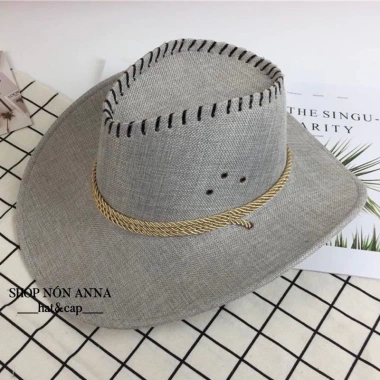 Mũ cói đi biển nam, nón cao bồi vành rộng che nắng Quảng Châu - Giá 69.000 VND 6