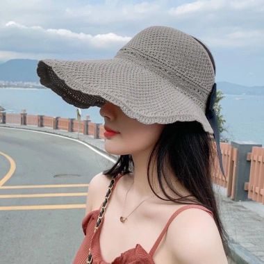 Mũ cói đi biển rộng vành viền nơ - Nón tay bèo phong cách, giá 35.000 VNĐ
