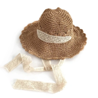 Mũ cói đi biển vành rộng cho mẹ và bé - Dây buộc tiện lợi, giá chỉ 73.000 5