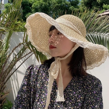 Mũ cói đi biển vành rộng cho mẹ và bé - Dây buộc tiện lợi, giá chỉ 73.000 10