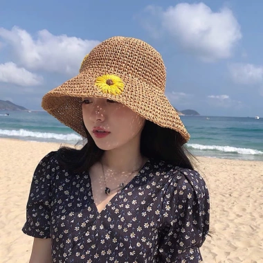 Mũ Cói Nan Đi Biển Họa Tiết Đan Hoa - Nón Tai Bèo Vành Rộng, Giá 95k 6 Mũ Cói Nan Đi Biển Họa Tiết Đan Hoa - Nón Tai Bèo Vành Rộng, Giá 95k 6