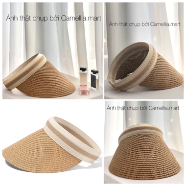 Mũ cói nửa đầu chống nắng rộng vành ULZZANG Hàn Quốc: Sang chảnh, giá chỉ 49.000₫ 4