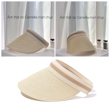 Mũ cói nửa đầu chống nắng rộng vành ULZZANG Hàn Quốc: Sang chảnh, giá chỉ 49.000₫ 6