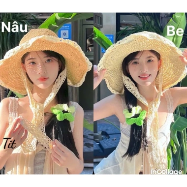 Mũ Cói Ren Bé Gái 3-10 tuổi - Chống Nắng Du Lịch, Siêu Mềm, Giá 99.000đ
