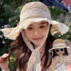 Mũ Cói Ren Nữ Vành Rộng Thắt Nơ Vintage - Đi biển, che nắng Hàn Quốc cho mẹ & bé gái, 68.000đ 3