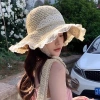 Mũ Cói Ren Nữ Vành Rộng Thắt Nơ Vintage - Đi biển, che nắng Hàn Quốc cho mẹ & bé gái, 68.000đ 5