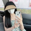 Mũ cói rộng vành chống nắng nửa đầu hoạ tiết gắn lá - Phụ kiện thời trang nữ, giá ưu đãi 39.999đ 2
