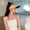 Mũ cói rộng vành chống nắng nửa đầu hoạ tiết gắn lá - Phụ kiện thời trang nữ, giá ưu đãi 39.999đ 5