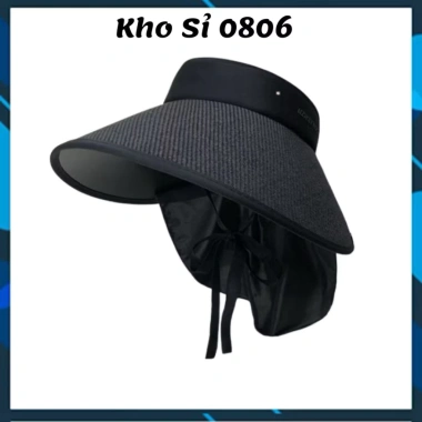 Mũ cói rộng vành chống nắng nửa đầu hoạ tiết gắn lá - Phụ kiện thời trang nữ, giá ưu đãi 39.999đ