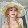 Mũ Cói Rộng Vành Ren Phong Cách Nhật Bản - Thời Trang Đi Biển Mùa Hè Nữ Giá 160k